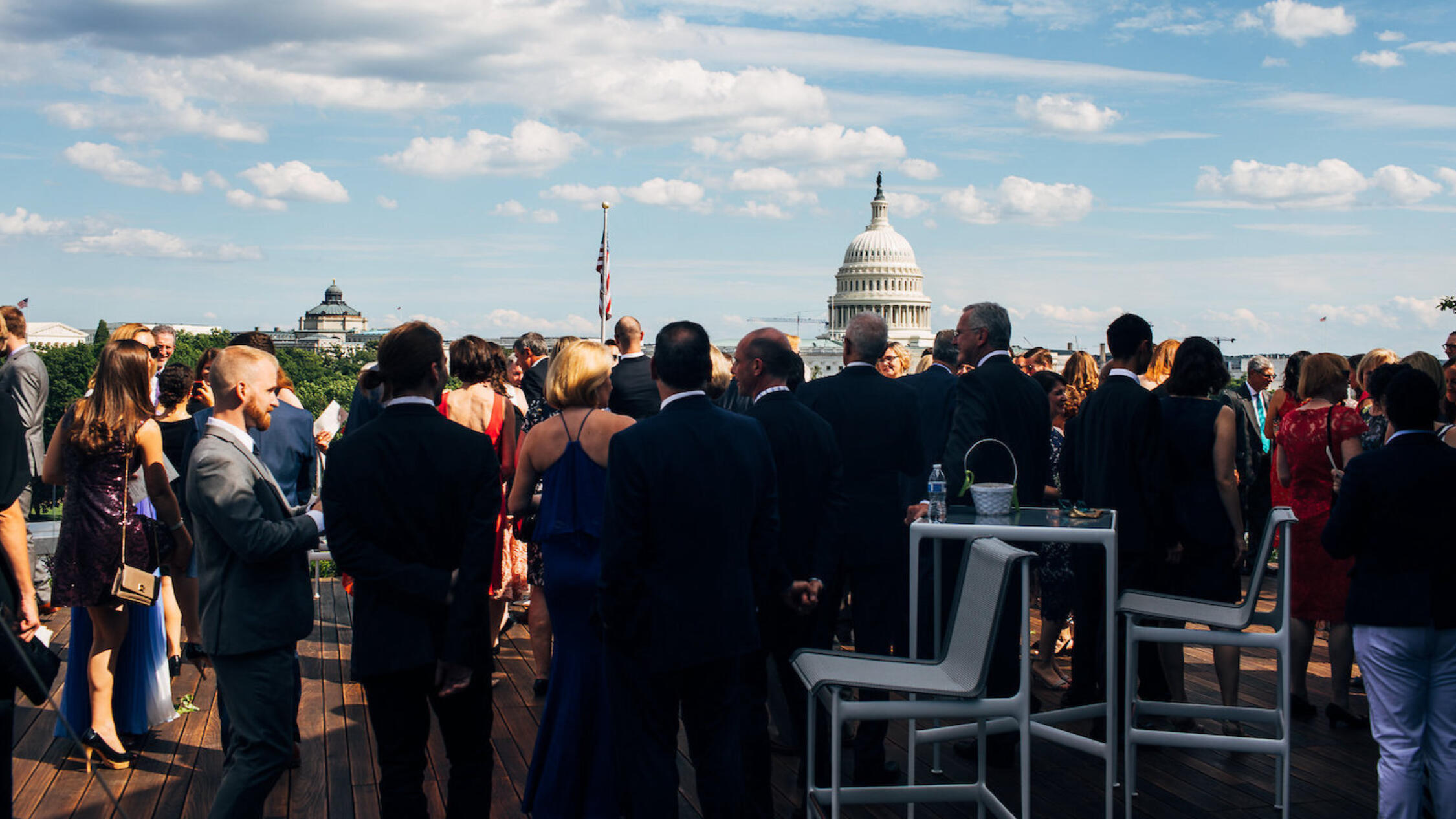 The U.S. Capitol can be seen from a rooftop event at America's Square