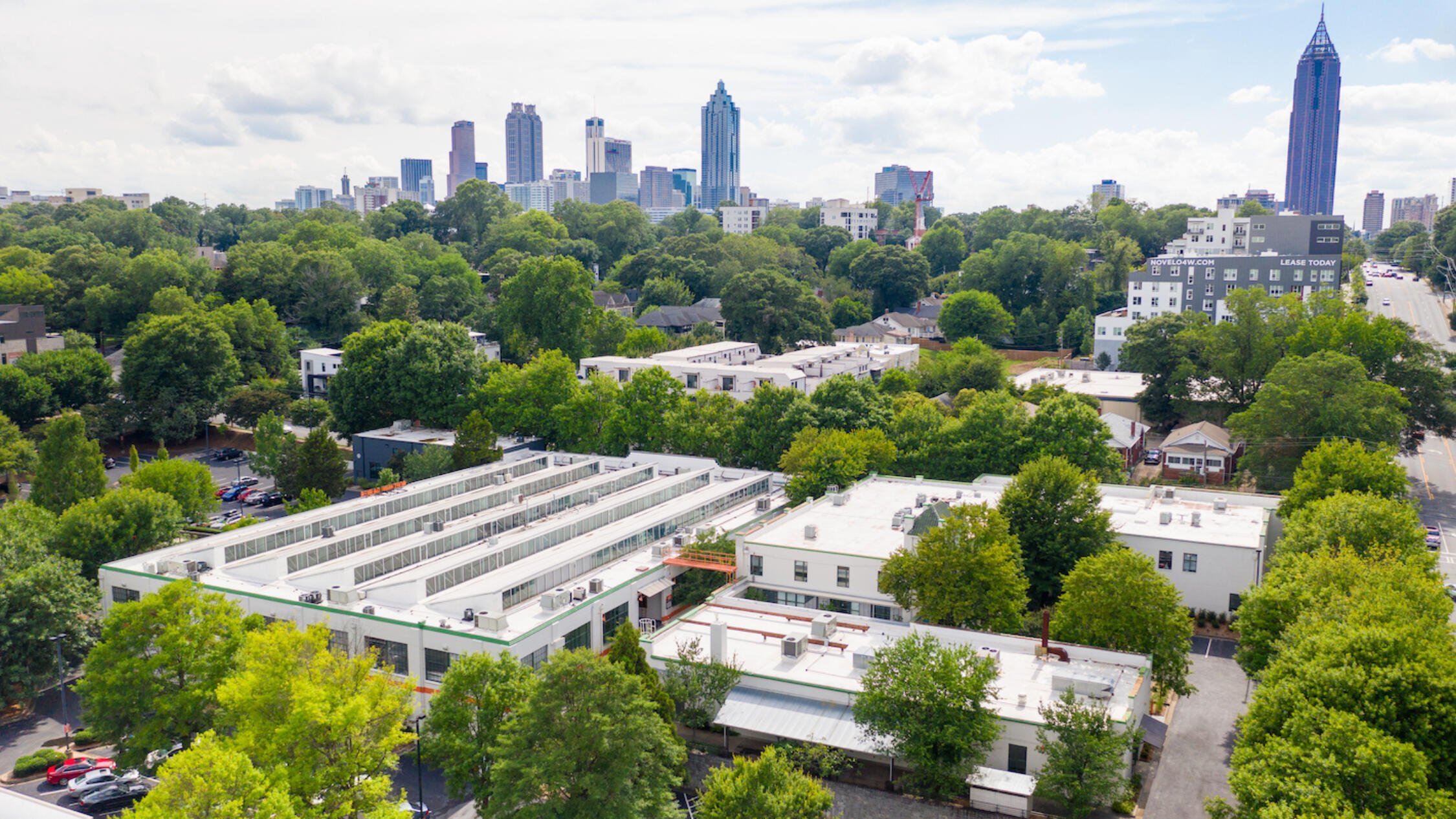 Southern Dairies viewed from the air with the Atlanta skyline behind