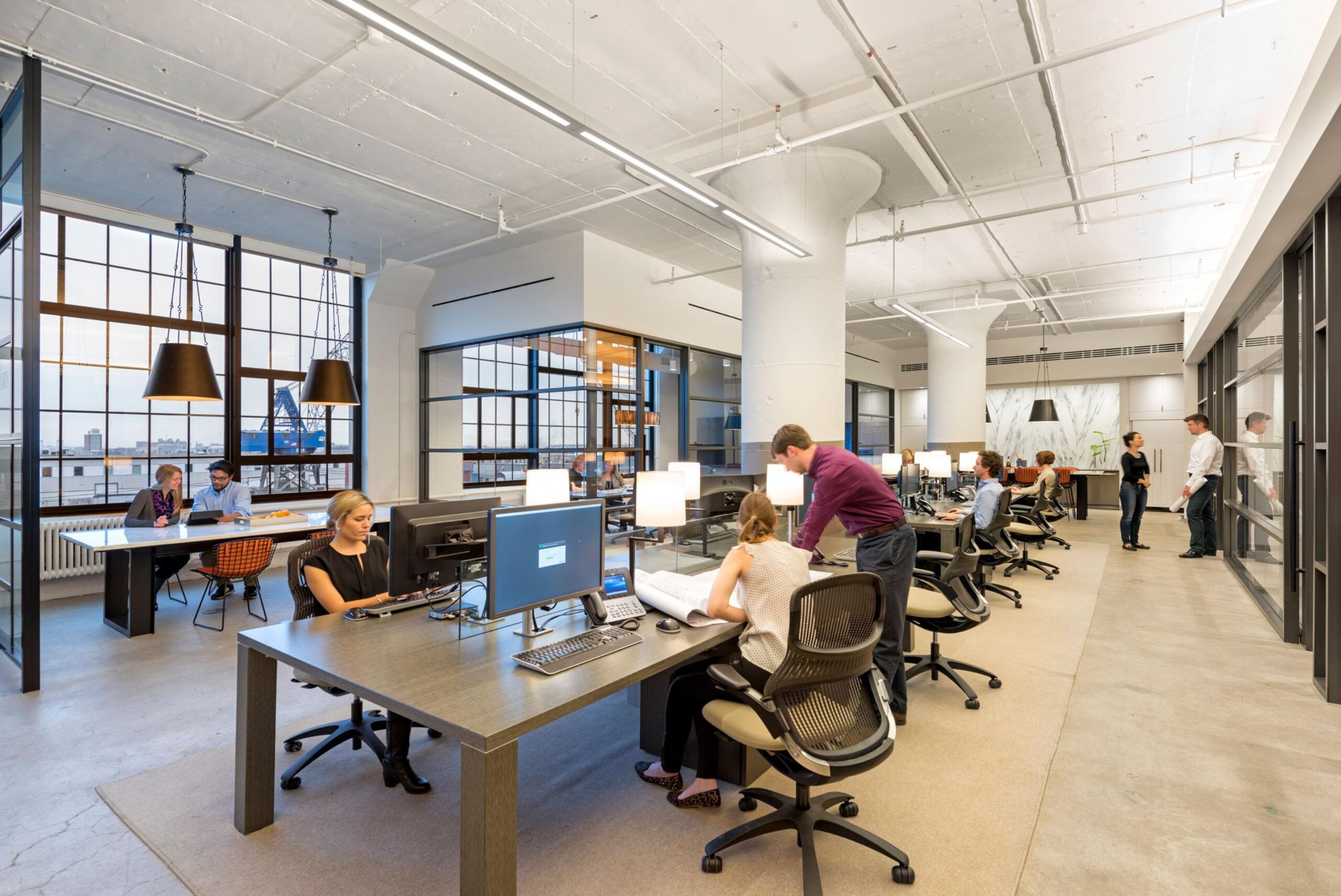 People working in large open office