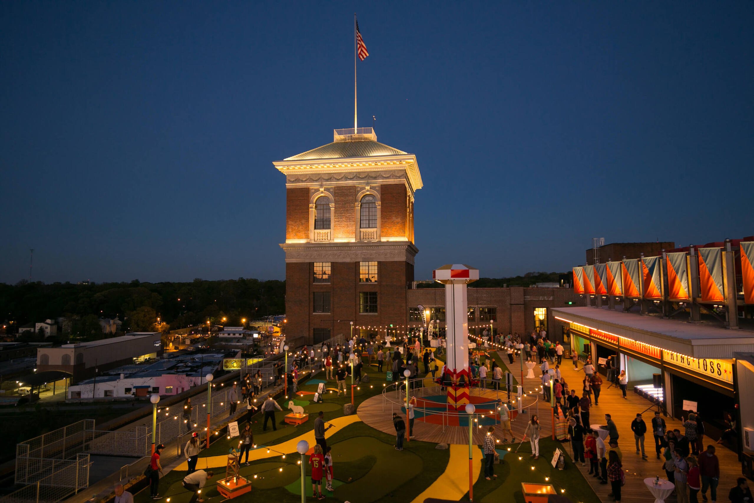 Rooftop of Ponce City Market at dusk