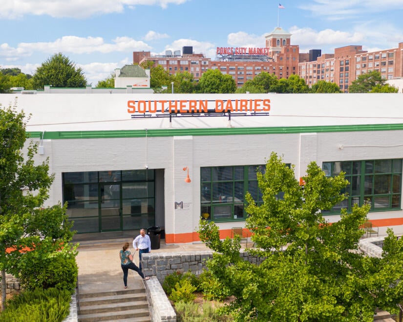 Southern Dairies at Ponce City Market with two people talking outside