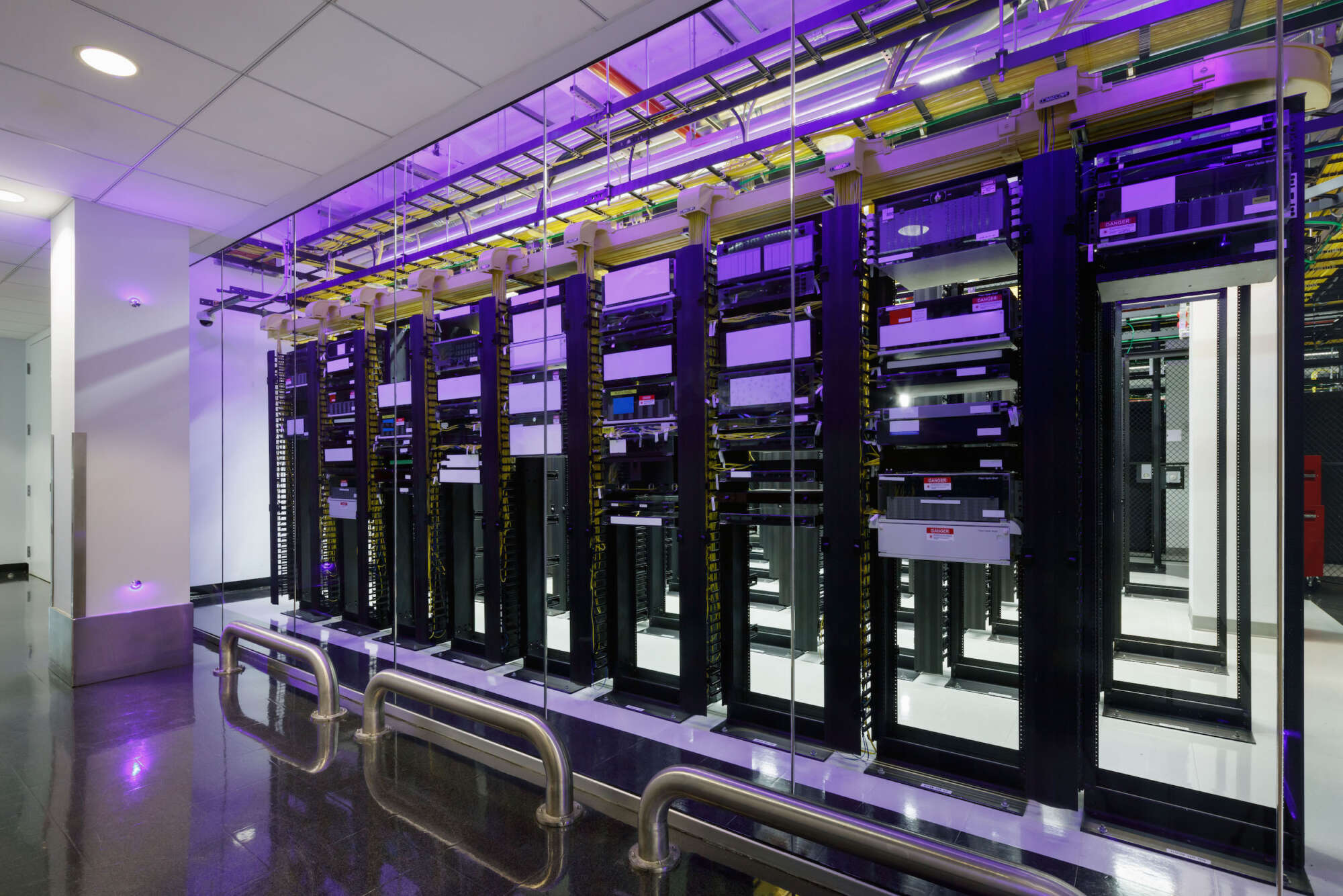 325 Hudson data center with rows of servers in racks