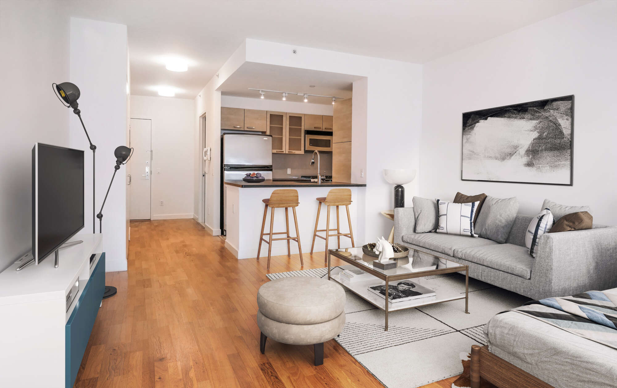 88 Leonard staged model apartment unit interior