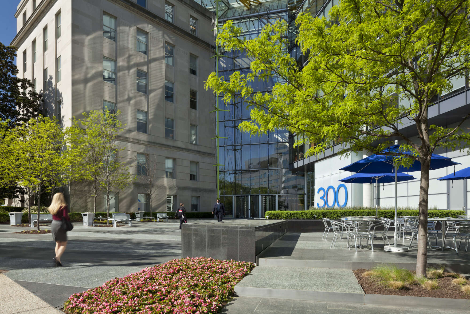 America's Square courtyard with building facade in background