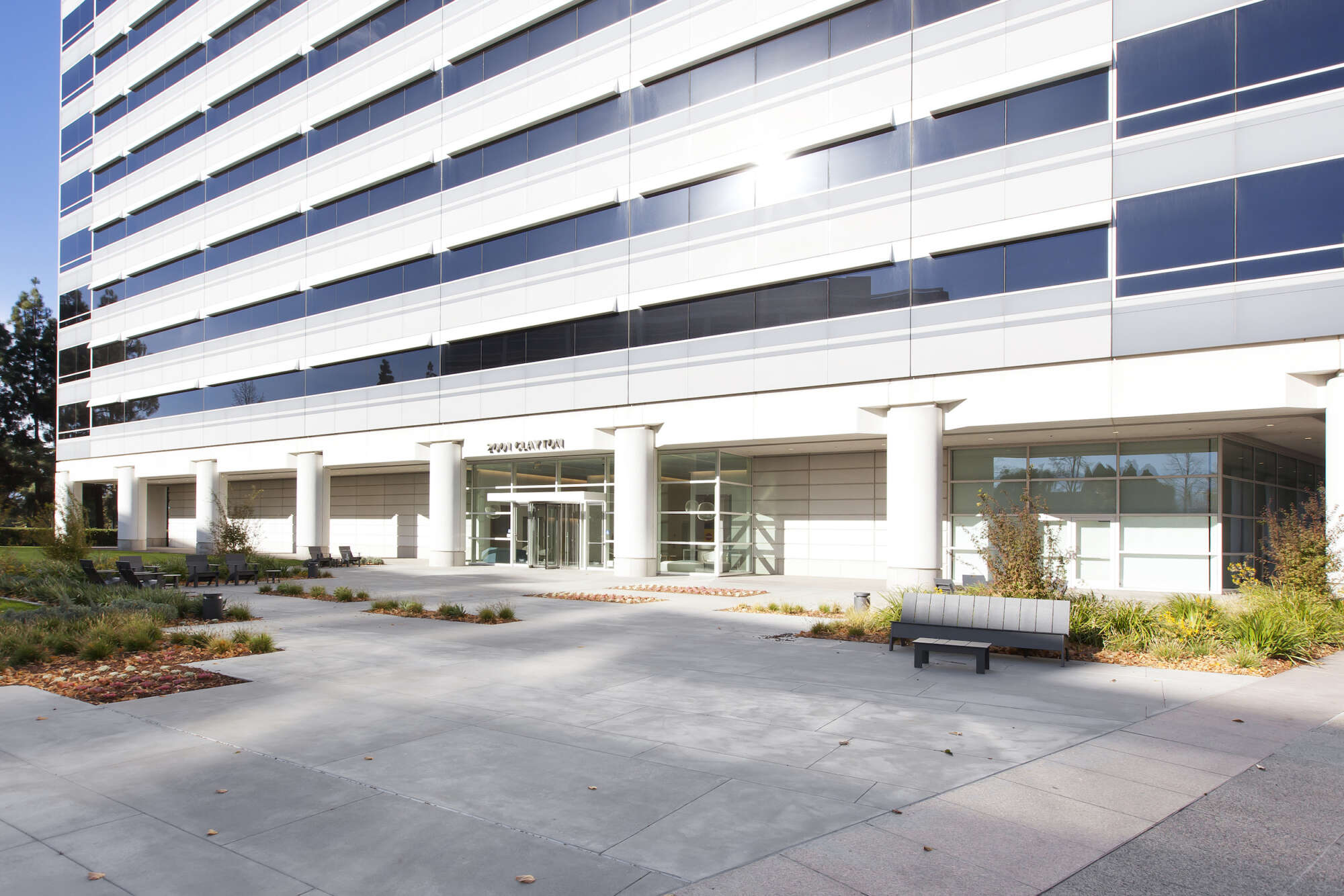2001 Clayton building facade with courtyard leading to main entrance