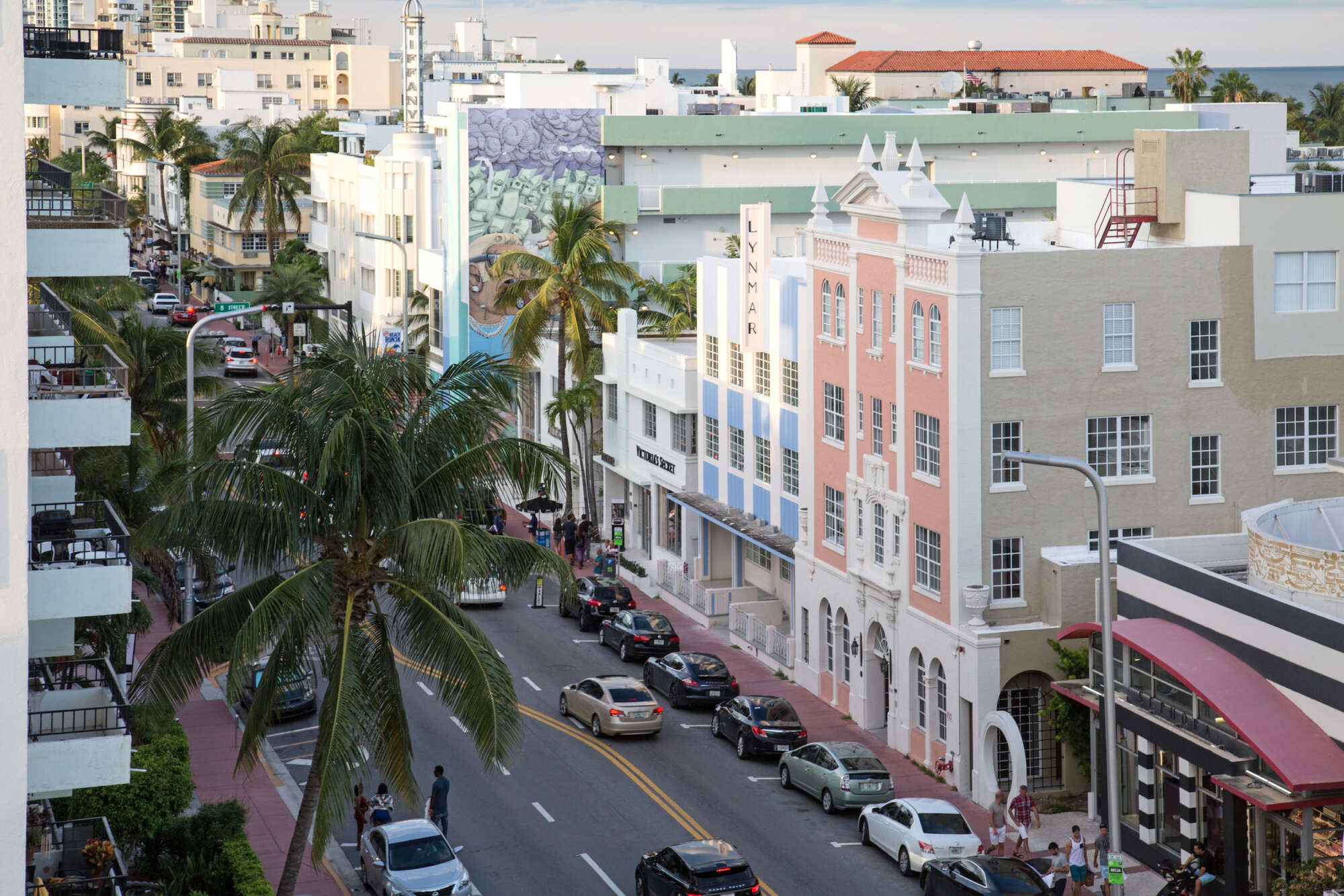 Elevated angle of Collins Avenue Collection in the late afternoon.