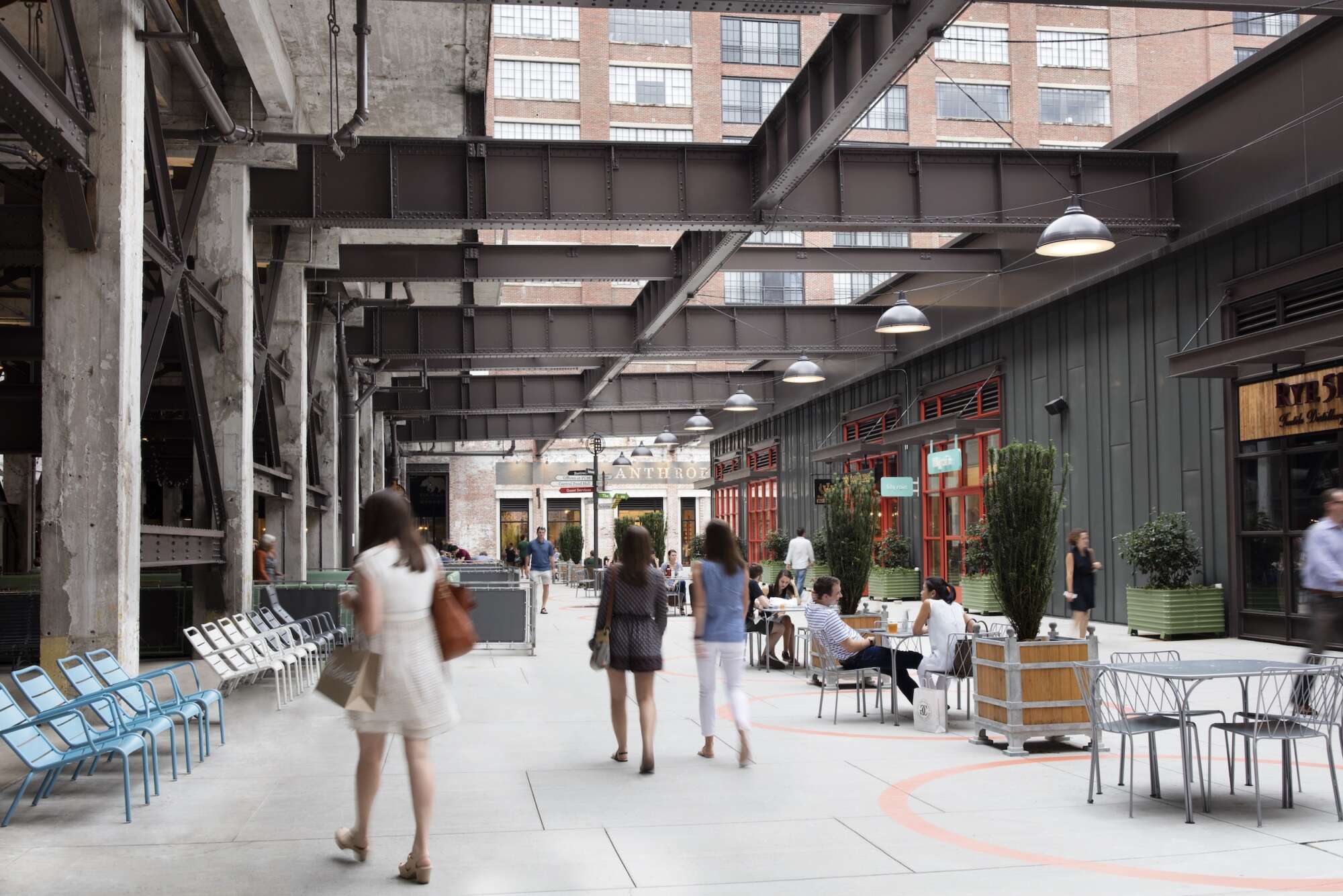 People walking through the courtyard of Ponce City Market