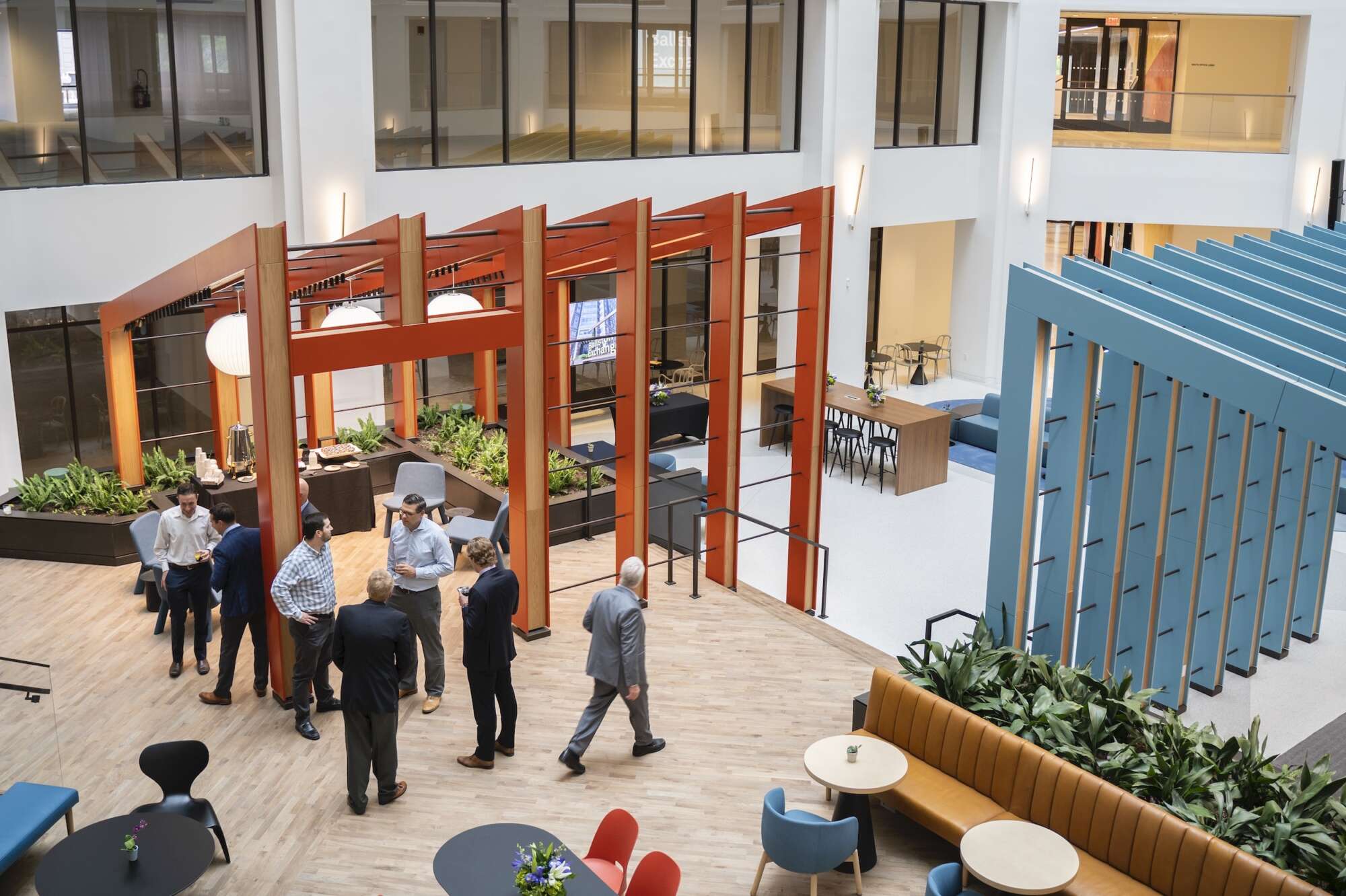 Ballston Exchange interior atrium with visitors congregating